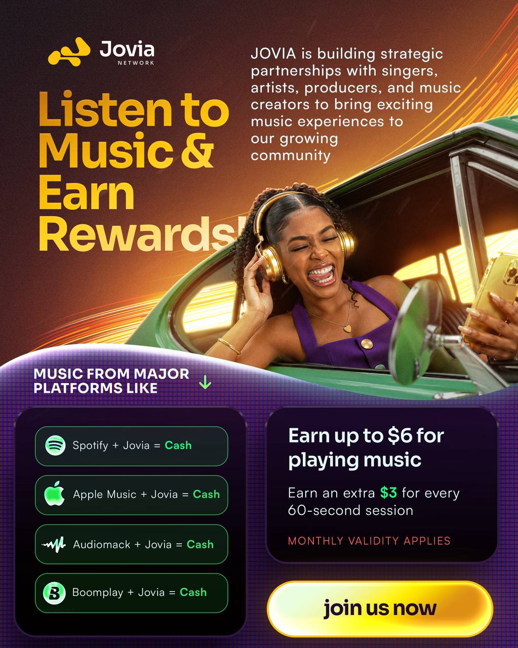 Jovia music activities promotional feature